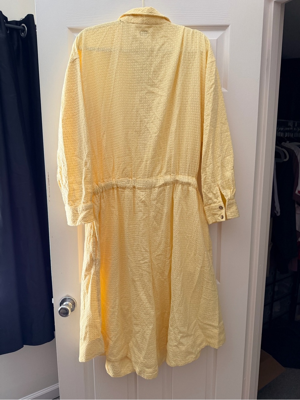 **Flawed** Free People Yellow Button-Front Textured Jumpsuit - Picture 8 of 11